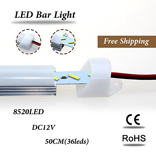 0889743385359 - ZOFEI U ALUMINIUM PROFILE 8520 LED HARD RIGID STRIP 50CM 36LEDS 12V LED BAR LIGHT WITH/WARM WHITE/RGB MILKY/CLEAR PC COVCER (PACK OF 10) (WHITE COLOR MILKY PC COVER)