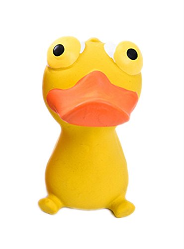 0889743430905 - TOPCUTE LATEX SOFT YELLOW DUCK SQUEAKY CHEW TOYS FOR PETS DOGS CATS