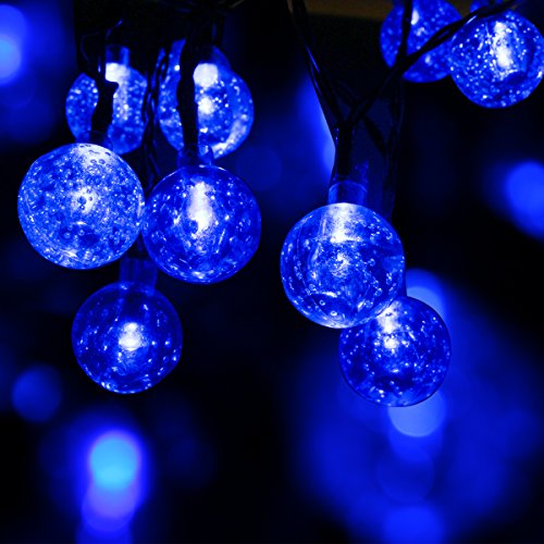 0889743590685 - ZOFEI SOLAR OUTDOOR CRYSTAL BALL STRING LIGHTS,16.4FT/5M 30 LEDS SOLAR STRING FAIRY WATERPROOF LIGHTS CHRISTMAS LIGHTS SOLAR POWERED STRING LIGHTS FOR GARDEN, PATIO, YARD, HOME, CHRISTMAS TREE(BLUE)