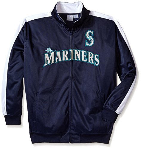 0889758193970 - MLB SEATTLE MARINERS MEN'S TRICOT POLY TRACK JACKET, 4X TALL, NAVY/WHITE