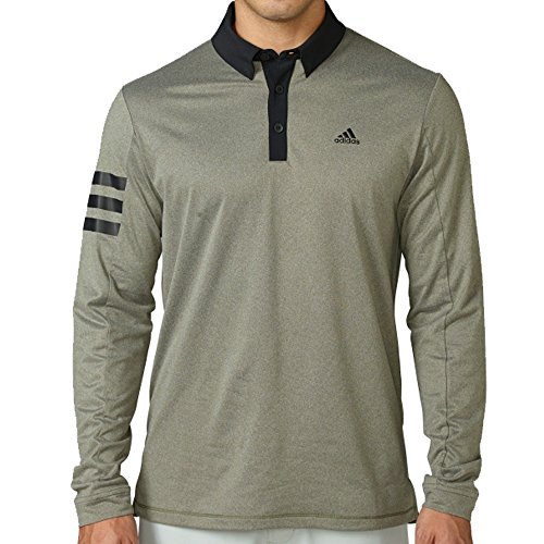 0889767858297 - ADIDAS CLIMAWARM 3 STRIPE RUGBY WINTER GOLF POLO 2016 UTILITY GREEN HEATHER LARGE