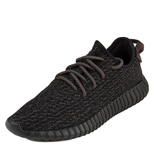 0889768954714 - ADIDAS MENS YEEZY BOOST 350 2016 PIRATE BLACK BLACK/GREY-RED FABRIC SIZE 11
