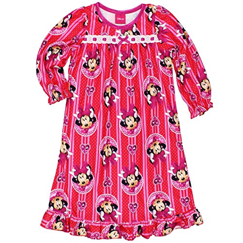 0889799143835 - MINNIE MOUSE LITTLE GIRLS FLANNEL GRANNY GOWN NIGHTGOWN (8, JEWEL RED/PINK)