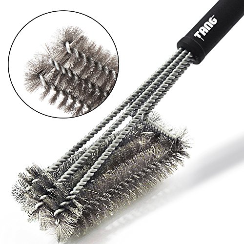 0889811843668 - TANG(TM) BARBECUE GRILL BRUSH 18 INCH STURDY HEAVY HANDLE STAINLESS STEEL CLEANER FOR WEBER CHAR-BROIL PORCELAIN AND INFRARED GRILLS