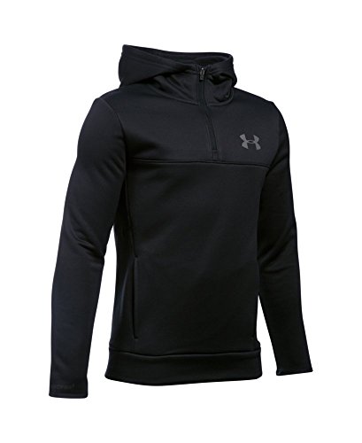 0889819460119 - UNDER ARMOUR BOYS' STORM ARMOUR FLEECE 1/4 ZIP HOODIE, BLACK , YOUTH SMALL