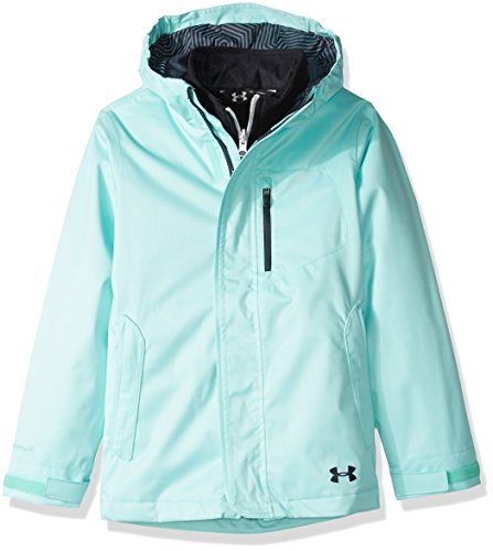 0889819673922 - UNDER ARMOUR GIRLS' COLDGEAR INFRARED GEMMA 3-IN-1 JACKET, CRYSTAL/BLACK, YOUTH X-LARGE