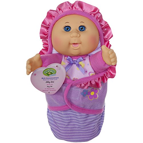 0889933998062 - CABBAGE PATCH KIDS OFFICIAL, NEWBORN BABY DOLL GIRL - COMES WITH SWADDLE BLANKET AND UNIQUE ADOPTION BIRTH ANNOUNCEMENT
