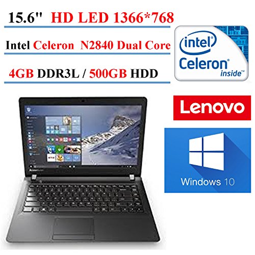 0889955477989 - 2017 LENOVO 100-15IBY 15.6 NOTEBOOK, LCD, INTEL CELERON N2840 (1M CACHE, UP TO 2.58 GHZ), 500GB HDD, 4GB RAM, WINDOWS 10, BLACK(CERTIFIED REFURBISHED)