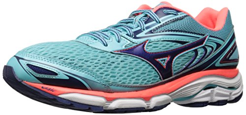 0889961130946 - MIZUNO RUNNING WOMEN'S WAVE INSPIRE 13 SHOES, BLUE RADIANCE/BLUEPRINT/FIERY CORAL, 9 B US