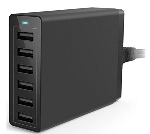 8900148901417 - GENERIC 50 WATT 10A 6 PORT USB DESKTOP RAPID CHARGER.POWER ADAPTER DETECT TECH FOR ALL IOS (IPHONE/IPAD/IPOD)AND ANDROID DEVICES (BLACK)