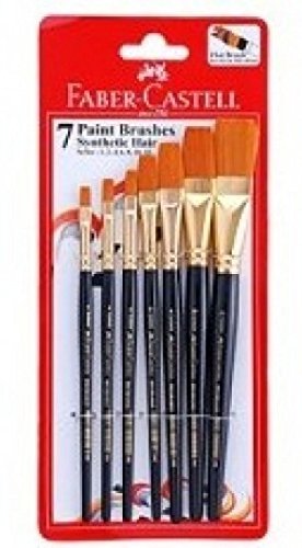 8901025146341 - FC-400-FB7 FABER-CASTELL SYNTHETIC HAIR PAINT BRUSHES WITH BEST QUALITY HAIR, ANTI-RUSTING FERRULES AND WOODEN HANDLE (FLAT HAIR BRUSH, PACK OF 7)