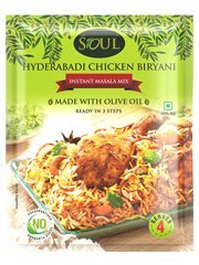 8901552018586 - SOUL INSTANT MASALA MIX FOR HYDERABADI CHICKEN BIRYANI - 65 GMS (3 PACK) - MADE WITH OILVE OIL - READY IN 3 STEPS