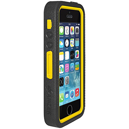 8903384084531 - AMZER AMZER CRUSTA RUGGED EMBEDDED TEMPERED GLASS CASE WITH BELT CLIP HOLSTER FOR APPLE IPHONE 5/ 5S - SKIN - RETAIL PACKAGING - BLACK ON YELLOW