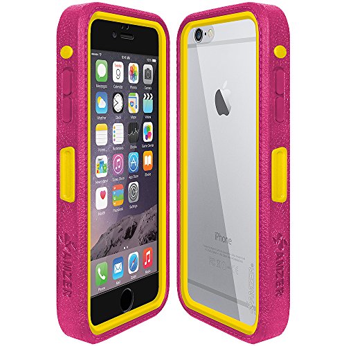 8903384088386 - AMZER CRUSTA RUGGED EMBEDDED TEMPERED GLASS CASE WITH BELT CLIP HOLSTER FOR IPHONE 6 PLUS, IPHONE 6S PLUS (FOR SPACE GREY IPHONE 6/6S PLUS) - MAGENTA ON YELLOW