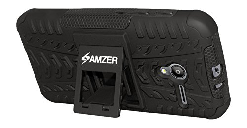 8903384095025 - AMZER IMPACT RESISTANT WARRIOR CASE WITH KICKSTAND SKIN FOR VODAFONE SMART SPEED 6 - RETAIL PACKAGING - BLACK
