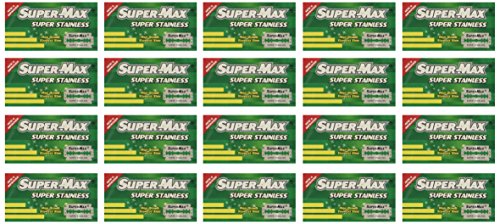 8904055105005 - 100 X SUPERMAX SUPER STAINLESS DOUBLE EDGE SAFETY RAZOR BLADES GREEN MAX LOT OF 100 BLADES