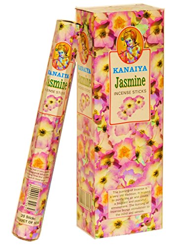 8906002651184 - JASMINE INCENSE STICKS FROM INDIA - MADE FROM NATURAL SCENTED OIL - GREAT FOR YOGA, MEDITATION, PRAYER, HOME FRAGRANCE, AND AS AIR PURIFIER - KANAIYA BRAND BY TIKKALIFE