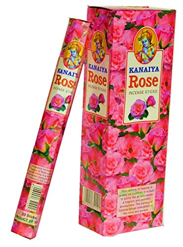 8906002651191 - ROSE INCENSE STICKS FROM INDIA - MADE FROM NATURAL SCENTED OIL - GREAT FOR YOGA, MEDITATION, PRAYER, HOME FRAGRANCE, AND AS AIR PURIFIER - KANAIYA BRAND BY TIKKALIFE