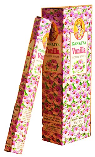 8906002651245 - VANILLA INCENSE STICKS FROM INDIA - MADE FROM NATURAL SCENTED OIL - GREAT FOR YOGA, MEDITATION, PRAYER, HOME FRAGRANCE, AND AS AIR PURIFIER - KANAIYA BRAND BY TIKKALIFE