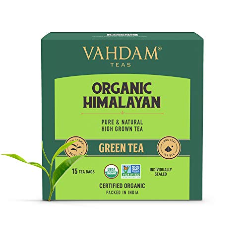 8906094650058 - VAHDAM, ORGANIC GREEN TEA LEAVES FROM HIMALAYAS (15 PYRAMID TEA BAGS), 100% NATURAL GREEN TEA, DETOX TEA, ANTIOXIDANTS RICH - GREEN TEA LOOSE LEAF TEA BAG