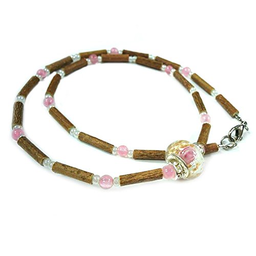 0890696001500 - PURE HAZELWOOD NECKLACE ROSE QUARTZ WITH EUROPEAN CHARM FOR ADULTS THERAPEUTIC NATURAL A02 (20'' / 51 CM)
