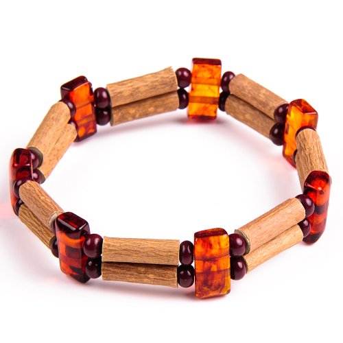 0890696002163 - PURE HAZELWOOD DOUBLE BRACELET BALTIC AMBER FOR ADULTS THERAPEUTIC 34D (6'' / 15 CM)