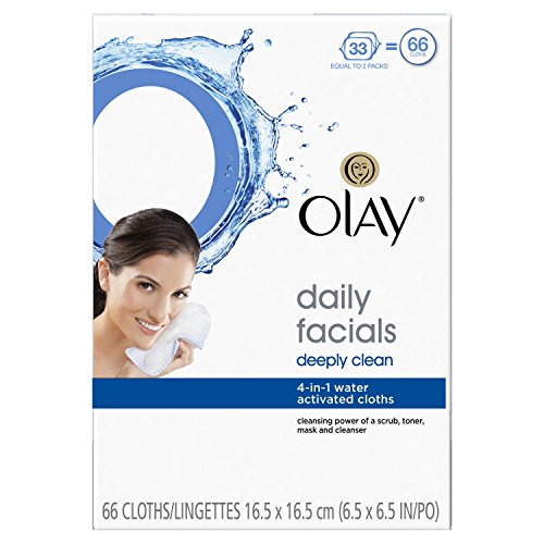 0890782981778 - OLAY DAILY FACIALS DEEPLY CLEAN WIPES, 4-IN-1 WATER ACTIVATED CLOTHS, 66 COUNT