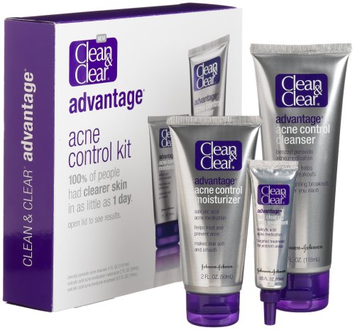 0890903813834 - CLEAN & CLEAR ADVANTAGE ACNE CONTROL KIT, CLEANSER 4-OUNCE TUBE, MOISTURIZER 2-OUNCE TUBE AND FAST CLEARING SPOT TREATMENT, 0.5-OUNCE TUBE