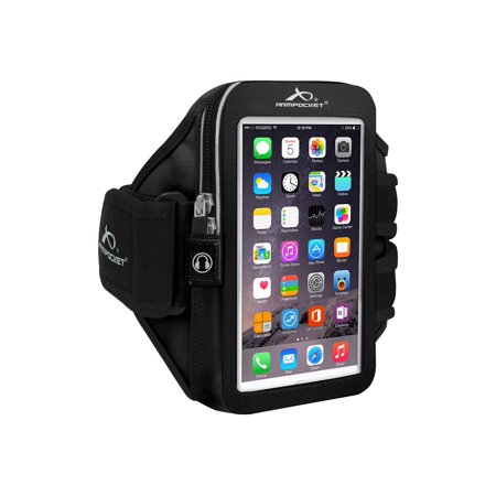 0890918002186 - ARMPOCKET® ULTRA I-35 ARMBAND FOR IPHONE 6, SAMSUNG GALAXY S5, GALAXY NOTE 2/3 OR SIMILAR PHONES OR CASES UP TO 6 INCHES. BLACK, MEDIUM STRAP LENGTH
