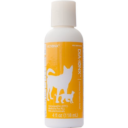 0891129002538 - VETIONX DIA-IONX - PET DIABETES MEDICINE FOR DOGS AND CATS. ALL-NATURAL HOMEOPATHIC MEDICINE RELIEVES DIABETES SYMPTOMS INCLUDING DRY MOUTH, FATIGUE, AND INDIGESTION. HELPS SUPPORT BLOOD SUGAR BALANCE IN YOUR DOG OR CAT. 1 BOTTLE
