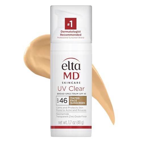 0891390002176 - ELTAMD UV CLEAR SPF 46 TINTED FACE SUNSCREEN, BROAD SPECTRUM SUNSCREEN FOR SENSITIVE SKIN AND ACNE-PRONE SKIN, OIL-FREE MINERAL-BASED SUNSCREEN, SHEER FACE SUNSCREEN WITH ZINC OXIDE, 1.7 OZ PUMP