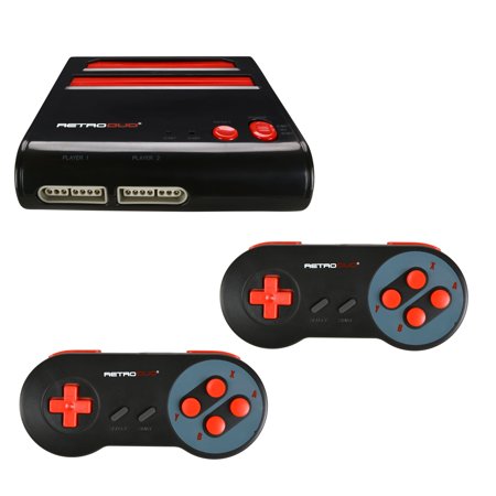 0892044001279 - RETRO-BIT RETRO DUO TWIN VIDEO GAME SYSTEM NES AND SNES V3.0 - BLACK/RED