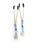 0892280008520 - TWEEZER NIPPLE CLAMPS WITH BEADS AND STAR CHARMS BLUE