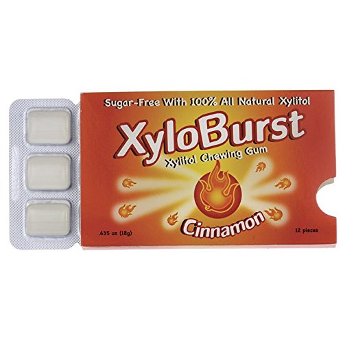 0892327002122 - XYLOBURST BLISTER PACK XYLITOL GUM, CINNAMON, 12 COUNT