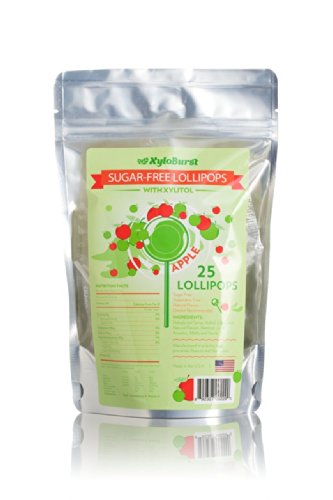 0892327002290 - XYLOBURST LOLLIPOP SUGAR FREE WITH XYLITOL, 25 COUNT BAG, APPLE