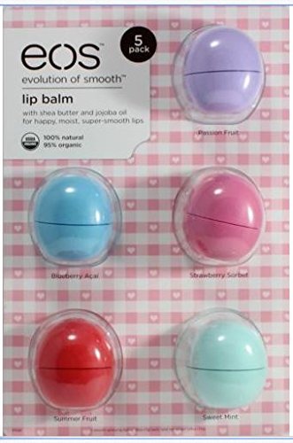 0892992011115 - EOS ORGANIC SMOOTH SPHERE LIP BALM - 2 EACH SUMMER FRUIT, SWEET MINT, STRAWBERRY SORBET, PASSION FRUIT, BLUEBERRY ACAI .25OZ EACH (2X 5 PACK)