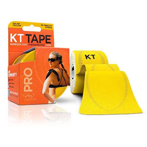 0893169002370 - KT TAPE PRO SYNTHETIC ELASTIC KINESIOLOGY 20 PRE-CUT 10-INCH STRIPS THERAPEUTIC TAPE, SOLAR YELLOW