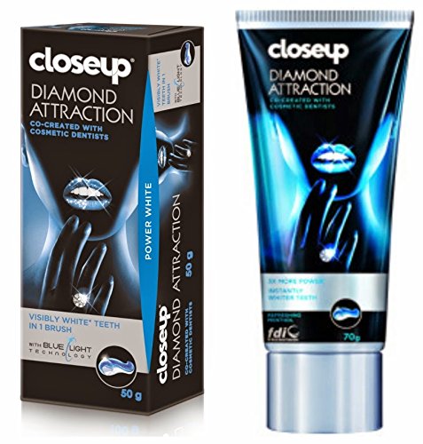8934839121563 - CLOSEUP DIAMOND ATTRACTION POWER WHITENING TOOTHPASTE 50G VISIBLY WHITE TEETH IN 1 BRUSH