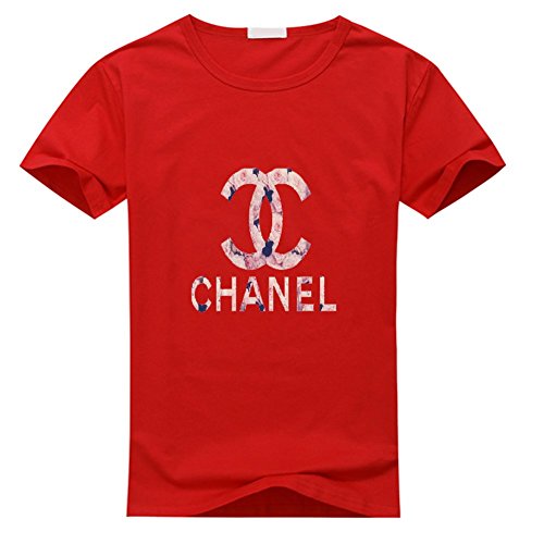 8935475801604 - CHANEL LOGO BOYS' AND GIRLS' CLASSIC SHORT SLEEVE COTTON T-SHIRT SMALLL 8-10T RED