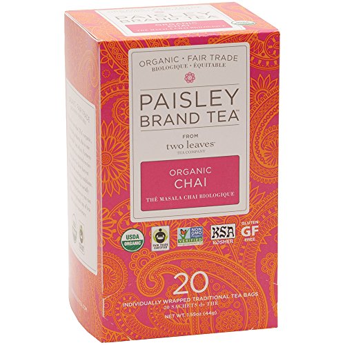 0894058000408 - PAISLEY BRAND TEA FROM TWO LEAVES TEA COMPANY ORGANIC CHAI, 20-TEA BAGS, 1.55-OZ., BOX(PACK OF 1)