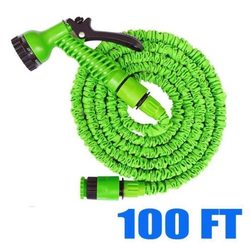 8942855078419 - 100 FT FEET GREEN LATEX DELUXE EXPANDING FLEXIBLE GARDEN WATER HOSE SPRAY NOZZLE VARIABLE WATER FLOW LOCKING MECHANISM FOR CONSTANT SPRAY BRAND NEW