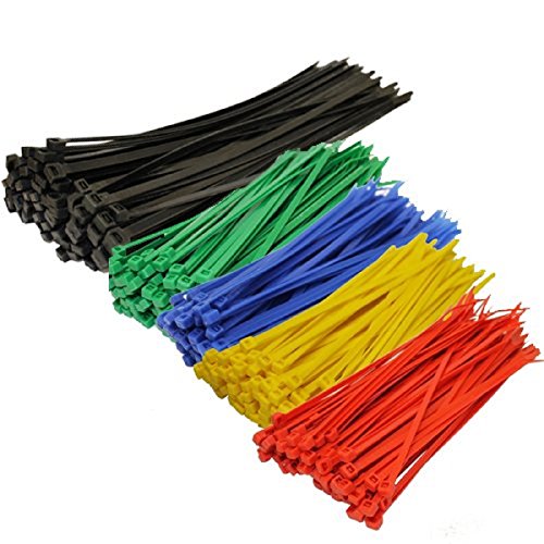 8942856044673 - 50 PCS BLACK 8 INCH 3X200MM 200 PCS COLOR 4 INCH 3X100MM CABLE ZIP TIES LENGTH 8 INCH RED YELLOW BLUE GREEN BRAND NEW