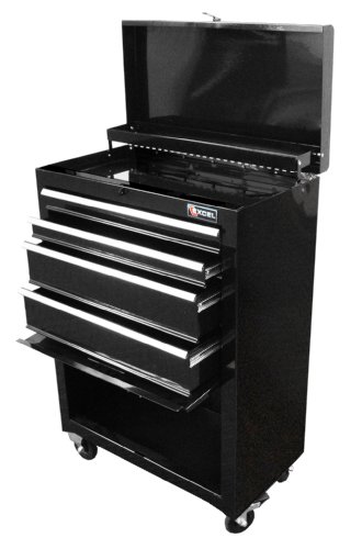 0895422001526 - EXCEL TB2201X-BLACK 22-INCH STEEL CHEST ROLLER CABINET COMBINATION, BLACK