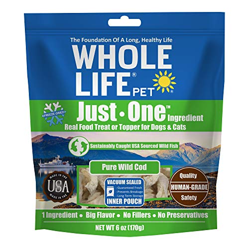 0895777000199 - WHOLE LIFE PET PRODUCTS HEALTHY DOG AND CAT TREATS VALUE PACK, HUMAN-GRADE WILD CAUGHT COD, PROTEIN RICH FOR TRAINING, PICKY EATERS, DIGESTION, WEIGHT CONTROL, MADE IN THE USA, 6 OUNCE