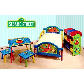 0895935011470 - SESAME STREET ELMO - ROOM-IN-A-BOX - TODDLER BED / TABLE / TOY BINS