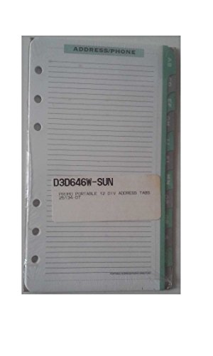 0089612053734 - EMCO D3D646W-SUN PERSONAL ORGANIZER TABBED ADDRESS/PHONE RULED PAGES 3 7/8 X 6 7/8 6 HOLE PUNCH 2 LETTERS PER TAB
