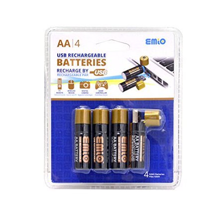 0896557002129 - EMIO AA RECHARGEABLE BATTERIES POWERED BY USB