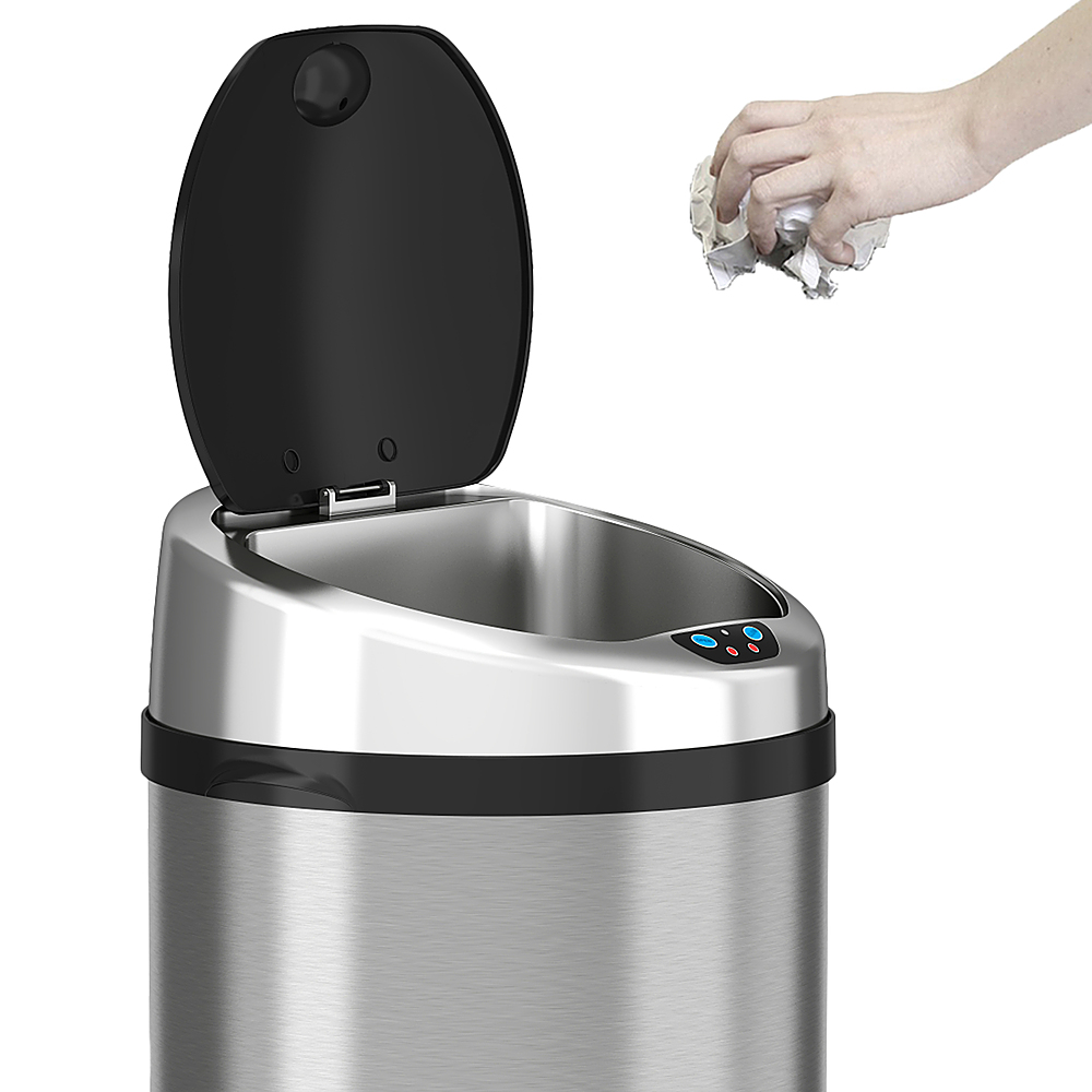 0897112000888 - ITOUCHLESS 13-GALLON STEEL TOUCHLESS TRASH CAN