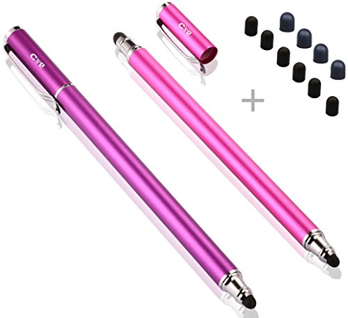 0089743857324 - BARGAINS DEPOT (2 PCS) 2-IN-1 STYLUS/STYLI 5.5-INCH L WITH 10 REPLACEMENT RUBBER TIPS -PURPLE/PINK