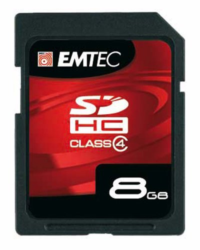 0897665002483 - EMTEC CLASS 4 SDHC FLASH MEMORY CARD, 8 GB